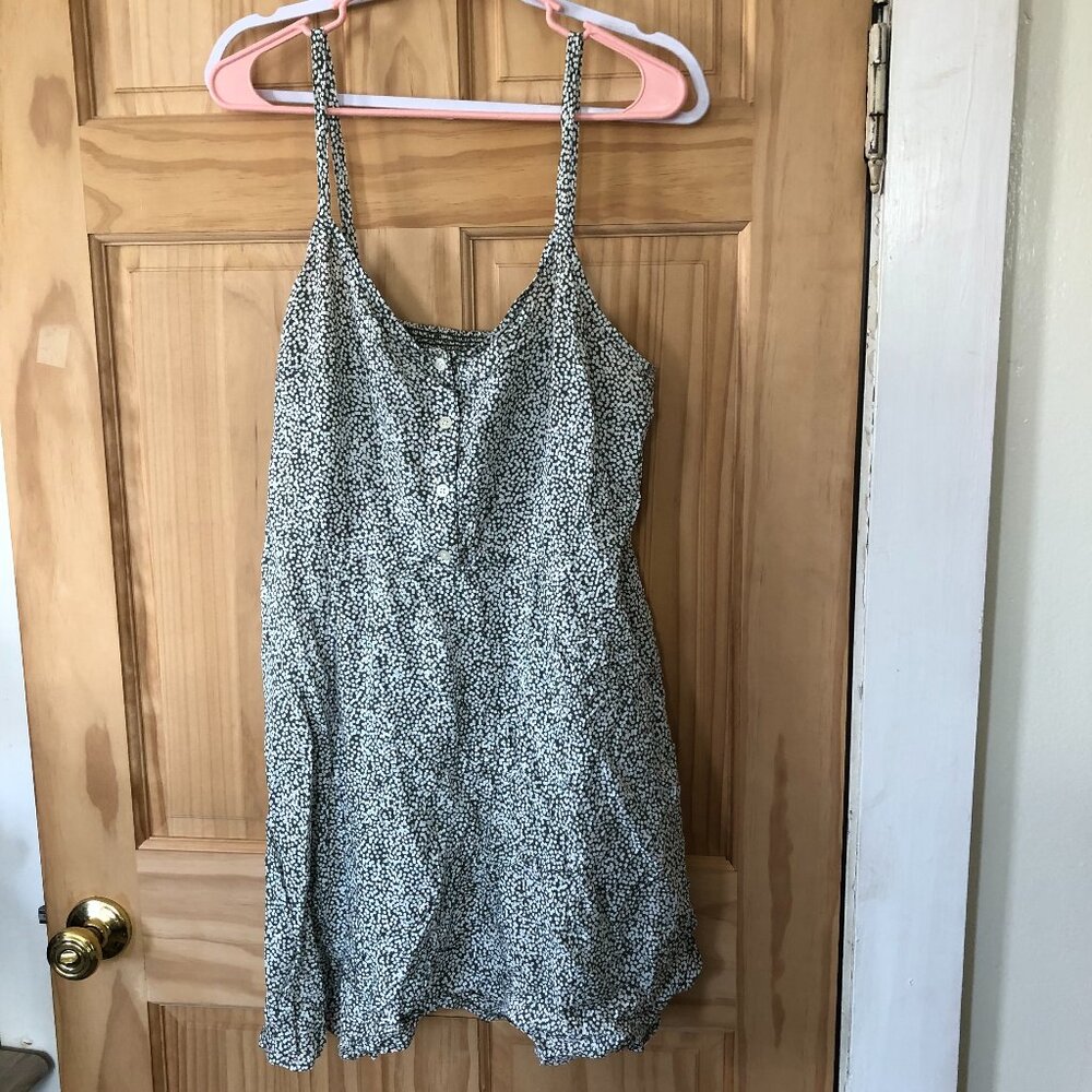 Gap Button Up Cami Dress - Sz L in green and white dots